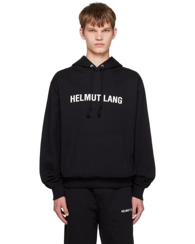 Helmut Lang Pull à capuche noir à logo imprimé