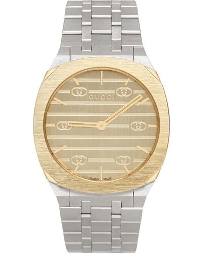 Gucci & Gold 34mm 25h Watch - Gray