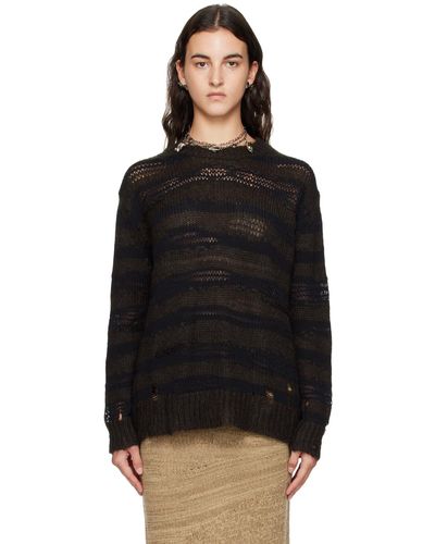 Acne Studios Gray Distressed Sweater - Black
