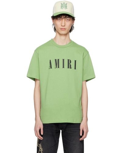 Amiri T-shirt vert à logo contrecollé