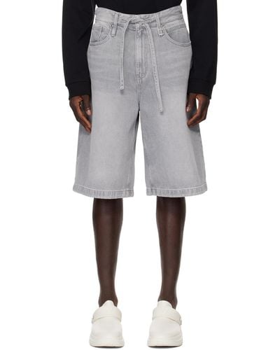WOOYOUNGMI Grey Drawstring Denim Shorts - Black