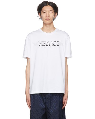 Versace T-shirt coupe michel avec greca et logo - Blanc