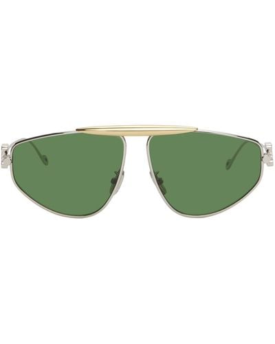 Loewe Aviator-style Silver And Gold-tone Sungalsses - Green