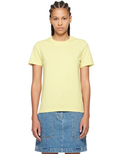 Maison Kitsuné T-shirt jaune à logo de renard - Orange