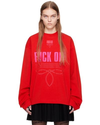 VTMNTS Embroide Long Sleeve T-shirt - Red