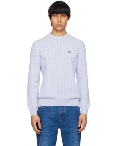 Lacoste ブルー ロゴパッチ セーター - ホワイト