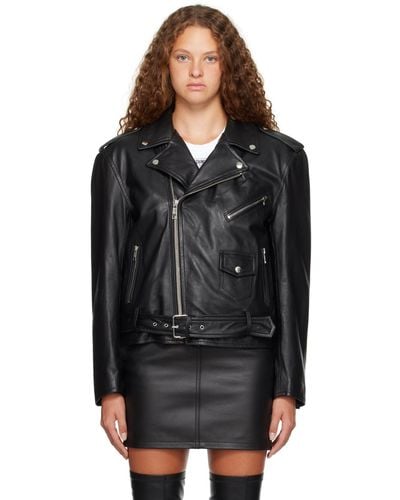 Moschino Jeans Crystal-cut Leather Jacket - Black