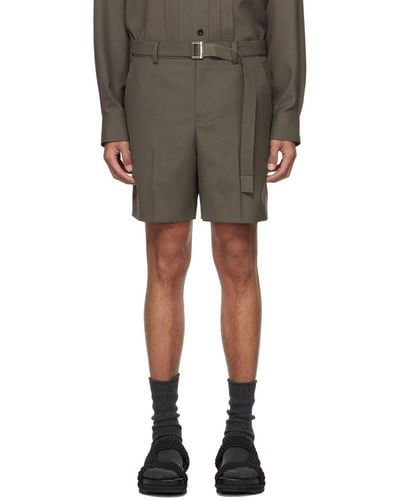 Sacai Taupe Suiting Shorts - Black