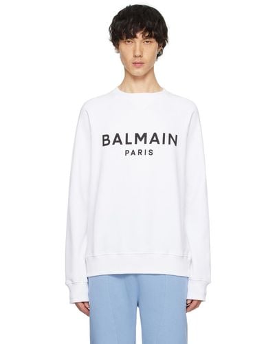 Balmain ホワイト ロゴプリント スウェットシャツ