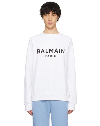 Balmain Pull molletonné blanc à logo imprimé