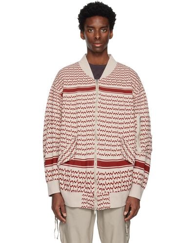 Undercoverism Taupe Graphic Bomber Jacket - Red