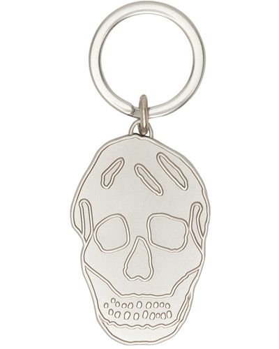Alexander McQueen Silver Skull Keychain - Metallic
