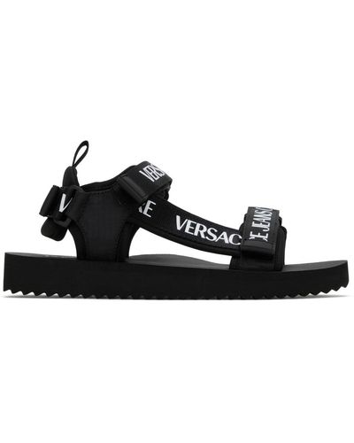 Versace Jeans Couture Logo-print Flat Sandals - Black