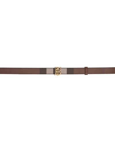 Burberry Brown Check Reversible Tb Belt - Black