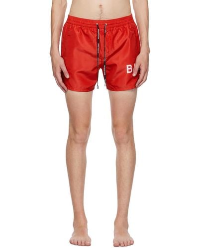 Balmain Printed Swim Shorts - Red