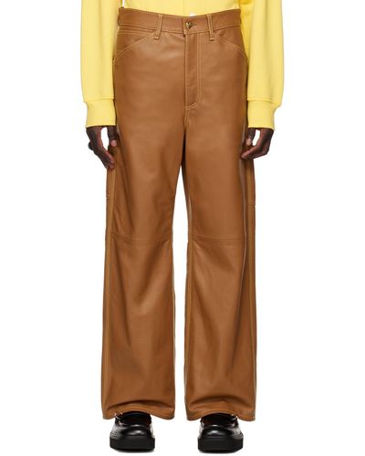 Marni Pantalon brun clair en cuir édition carhartt wip - Marron