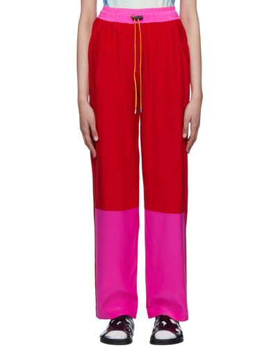 KkCo Pantalon de survêtement rouge à cordon coulissant