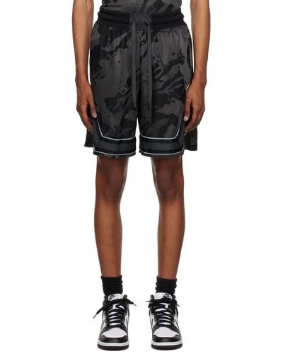 Nike & Grey Embroidered Shorts - Black