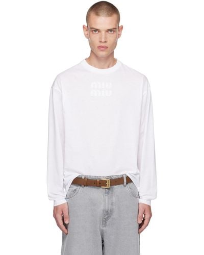 Miu Miu Embroide Long Sleeve T-shirt - White