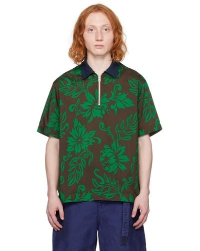 Sacai Green & Brown Floral Shirt