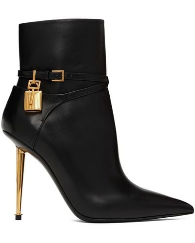 Tom Ford Black Padlock Ankle Boots
