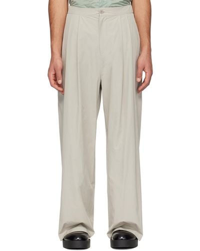 Amomento Taupe Two Tuck Trousers - White