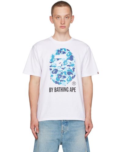 A Bathing Ape White Abc Camo T-shirt - Blue