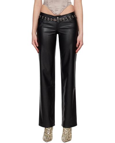 Miaou Pantalon marco noir en cuir synthétique