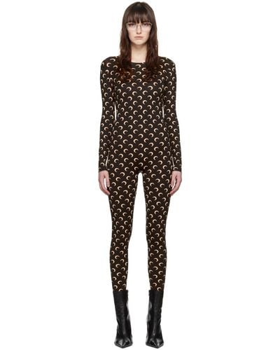 Marine Serre Tan All Over Moon Jumpsuit - Black