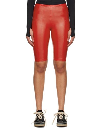MM6 by Maison Martin Margiela Red Faux-leather Shorts