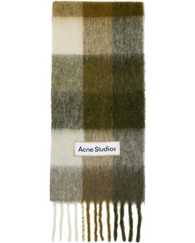Acne Studios Green & Taupe Checked Scarf