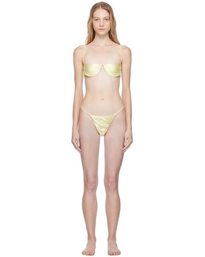 Isa Boulder Bikini jaune à effet ruché exclusif à ssense - Noir