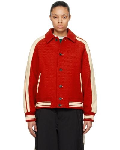 Adererror Button-up Bomber Jacket - Red