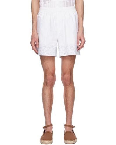Bode White Zig-zag Couching Shorts
