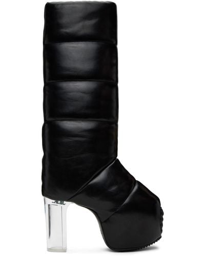 Rick Owens Bottes à enfiler rembourrées 45 noires à plateforme