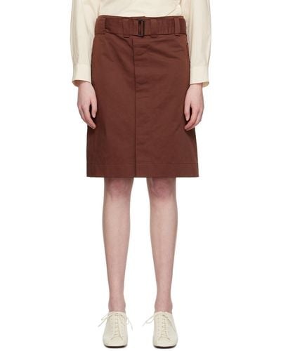 Lemaire Brown Apron Pocket Midi Skirt - Red