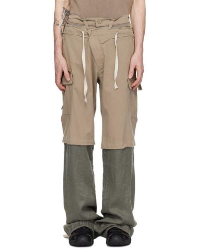 OTTOLINGER Khaki Baggy Cargo Trousers - Natural