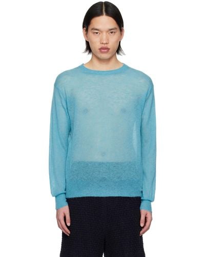 AURALEE Semi-Sheer Sweater - Blue