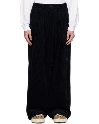 Engineered Garments Navy Pleated Trousers - Black