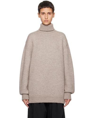 The Row Taupe Elu Turtleneck - Natural