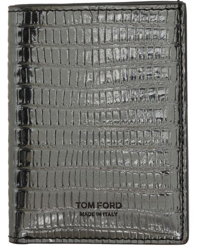 Tom Ford Porte-cartes tejus gris acier à deux volets