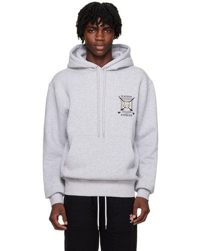 Maison Kitsuné College Fox Embroidered Comfort Hoodie in Green for