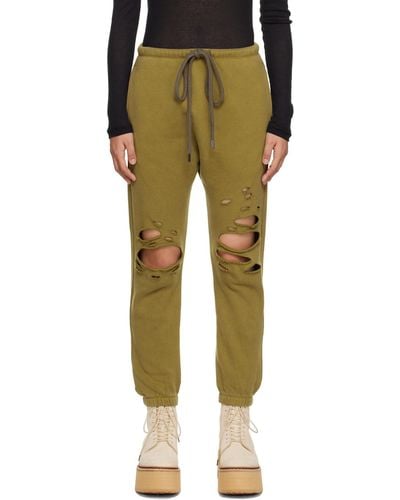 R13 Green Shredded Lounge Trousers - Yellow