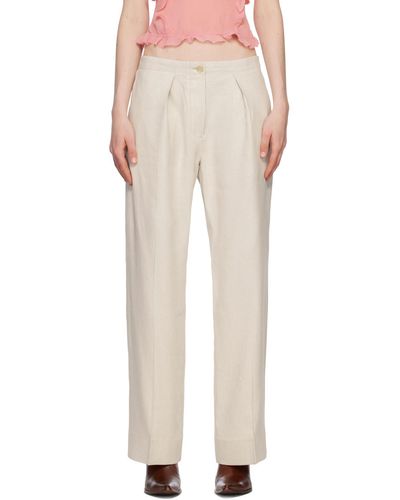Acne Studios Off-white Pleated Trousers - Natural