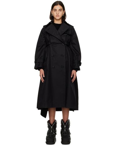 Sacai Double-breasted Trench Coat - Black