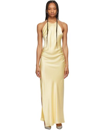 Michael Lo Sordo Silk Hudson Crystaline Bias Dress - Yellow