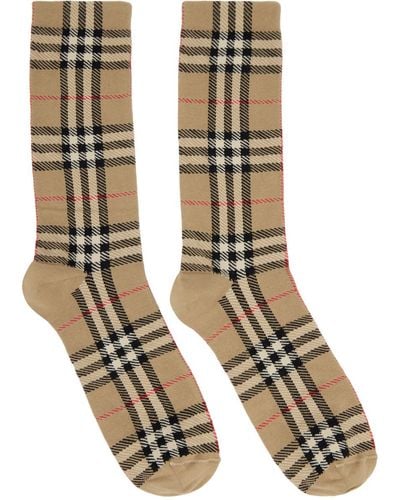 Burberry Beige Vintage Check Socks - Metallic