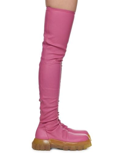 Rick Owens Pink Bozo Stocking Tractor Boots