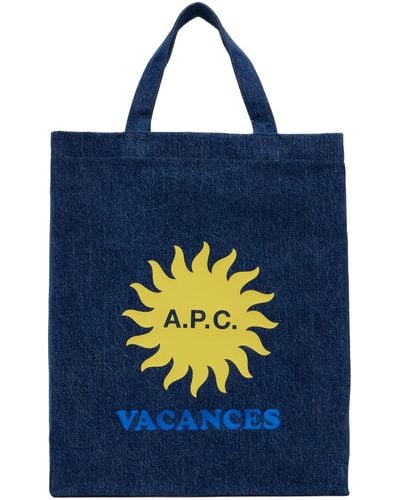 A.P.C. ネイビー Lou Mini Vacances トートバッグ - ブルー