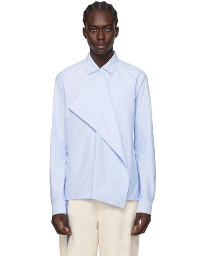 JW Anderson Blue Drape Front Shirt